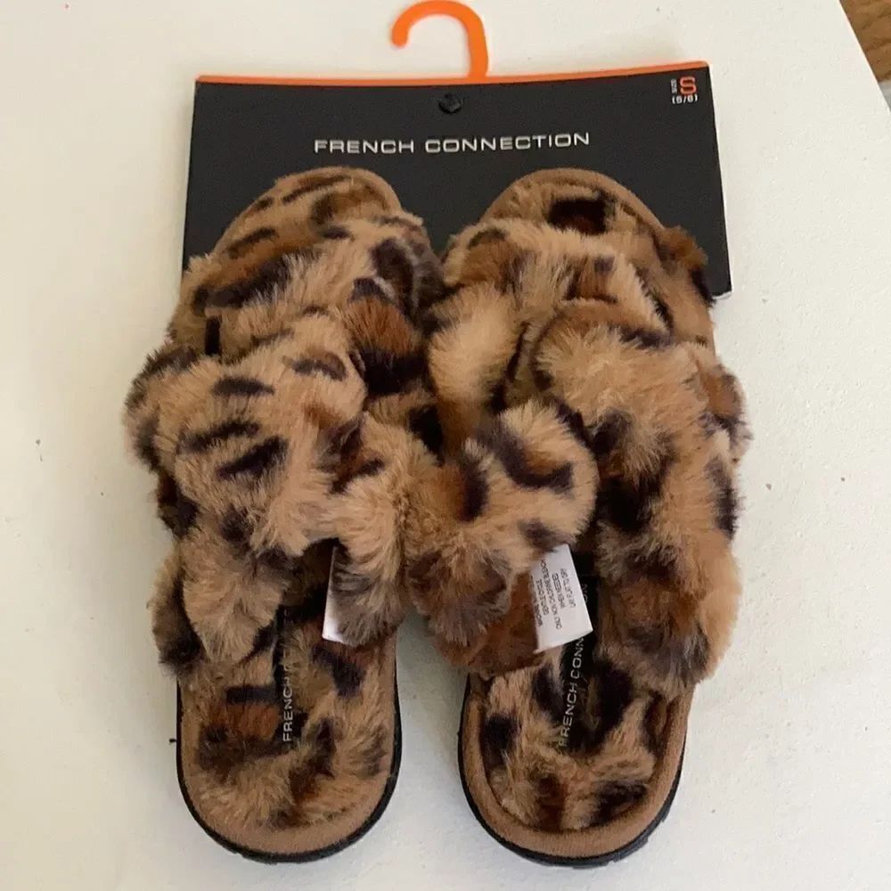 French Connection Faux Fir Slippers